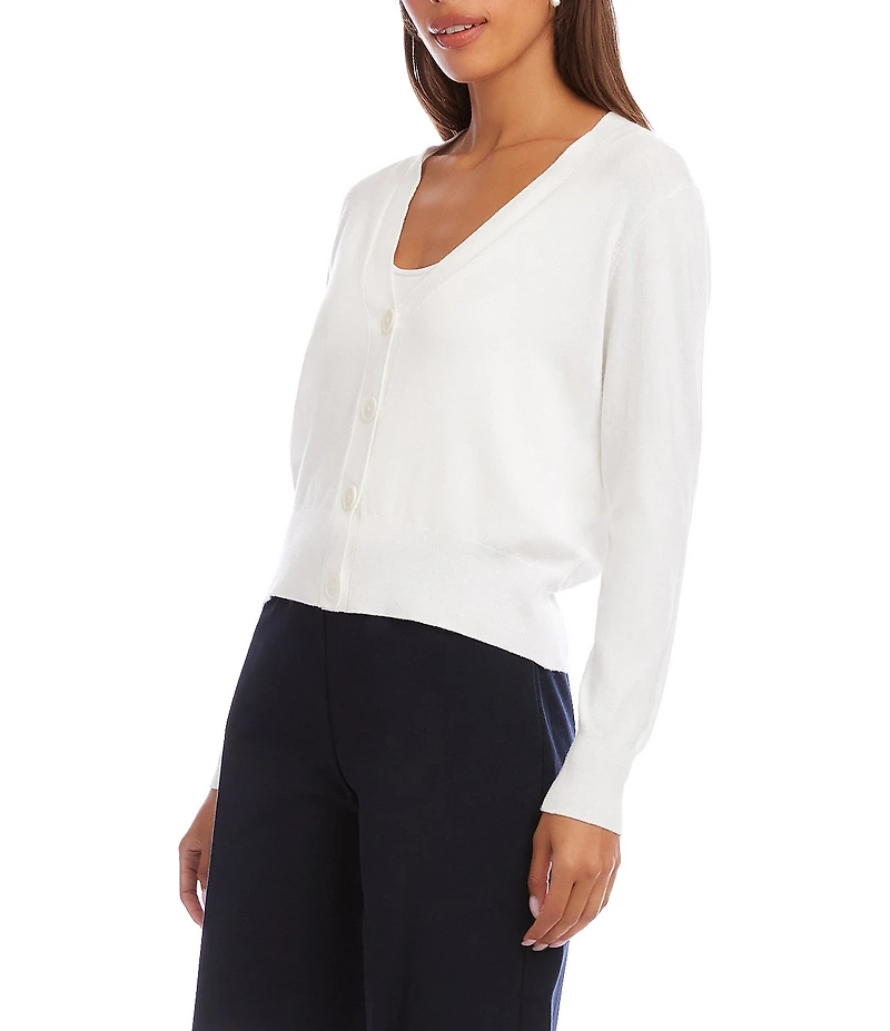 Karen Kane Knit V-Neck Long Sleeve Button Front Cardigan