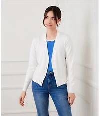 Karen Kane Knit V-Neck Long Sleeve Button Front Cardigan