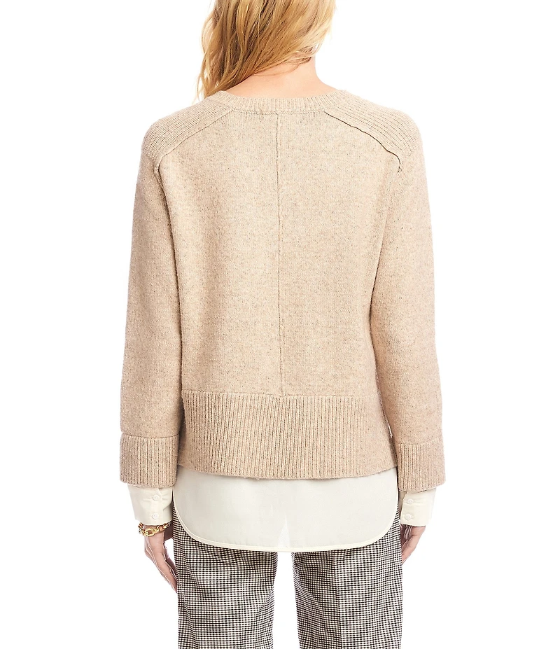 Karen Kane Layered V-Neck Long Sleeve Knit Underlayer Combo Top