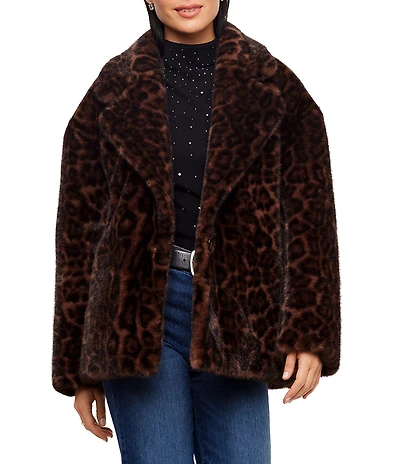 Karen Kane Leopard Faux Fur Coat