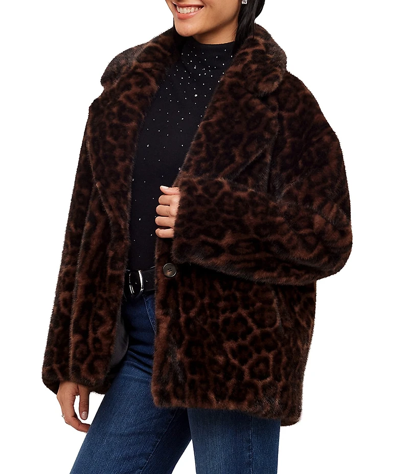 Karen Kane Leopard Faux Fur Coat