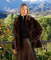 Karen Kane Leopard Faux Fur Coat