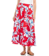 Karen Kane Floral Linen Midi Circle Skirt