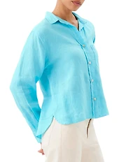 Karen Kane Linen Point Collar Long Sleeve Button-Front Shirt