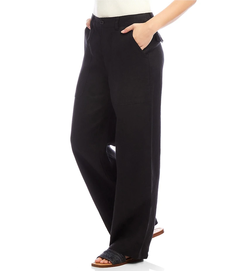 Karen Kane Linen Wide-Leg Trouser Pants