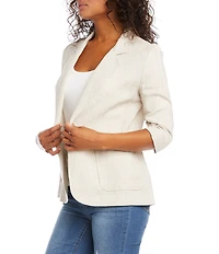 Karen Kane Notch Collar Elbow Ruched Sleeve Single Button Blazer