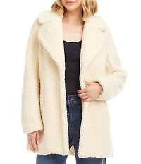 Karen Kane Notch Collar Long Sleeve Oversized Sherpa Coat