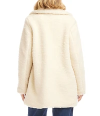 Karen Kane Notch Collar Long Sleeve Oversized Sherpa Coat