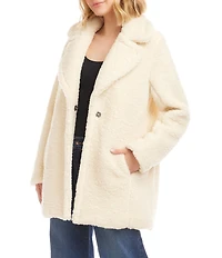 Karen Kane Notch Collar Long Sleeve Oversized Sherpa Coat