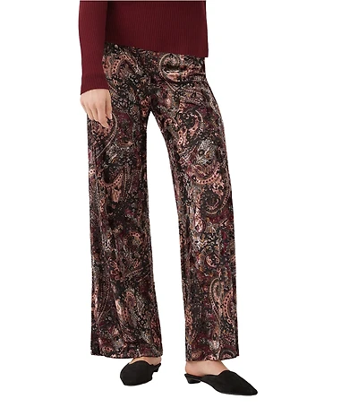 Karen Kane Paisley Burnout Velvet Wide Leg Pants