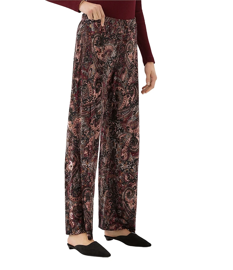 Karen Kane Paisley Burnout Velvet Wide Leg Pants
