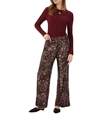 Karen Kane Paisley Burnout Velvet Wide Leg Pants