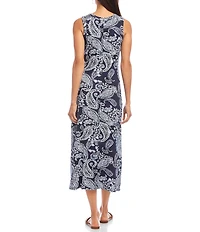 Karen Kane Paisley Scoop Neck Sleeveless Midi Dress