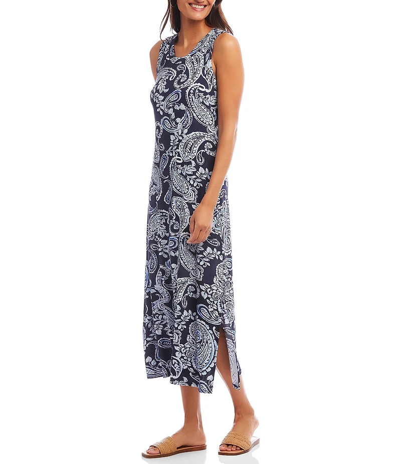 Karen Kane Paisley Scoop Neck Sleeveless Midi Dress