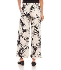 Karen Kane Tropical Palm Print Drawstring Coordinating Wide Leg Pants