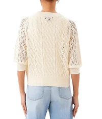 Karen Kane Petite Size 3/4 Sleeve Crochet Cardigan Sweater