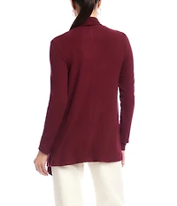 Karen Kane Petite Size Brushed Ribbed Draped Long Sleeve Open Front Cardigan