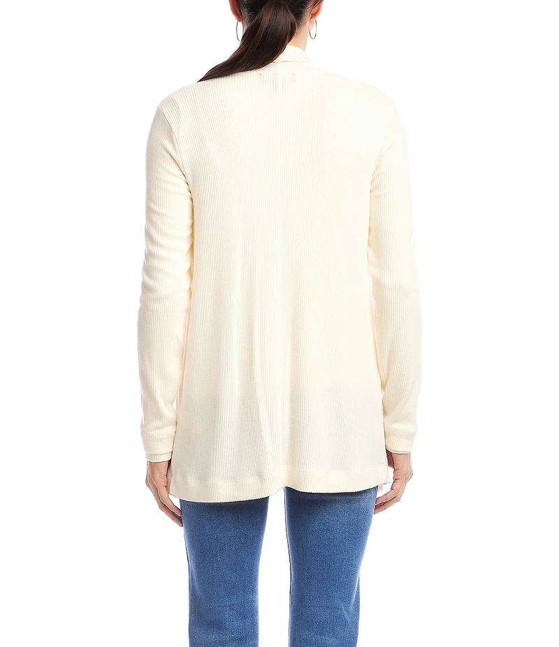 Karen Kane Petite Size Brushed Ribbed Draped Long Sleeve Open Front Cardigan