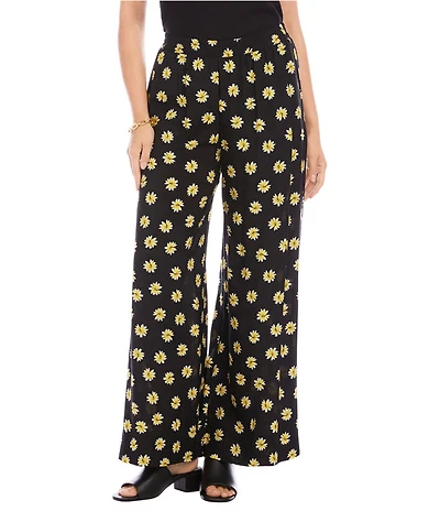 Karen Kane Petite Size Floral Print High Rise Wide Leg Pants