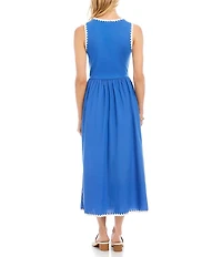 Karen Kane Petite Size Cotton Knit Scoop Neck Sleeveless A-Line Midi Dress