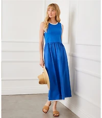 Karen Kane Petite Size Cotton Knit Scoop Neck Sleeveless A-Line Midi Dress