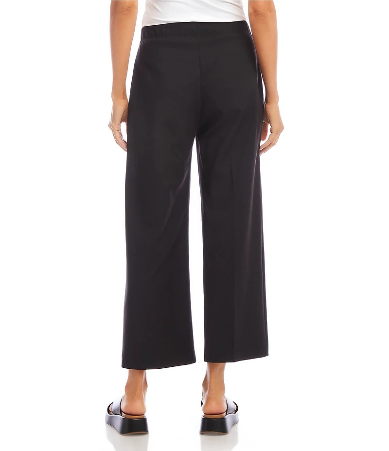 Karen Kane Petite Size High-Rise Cropped Wide Leg Pull-On Pants