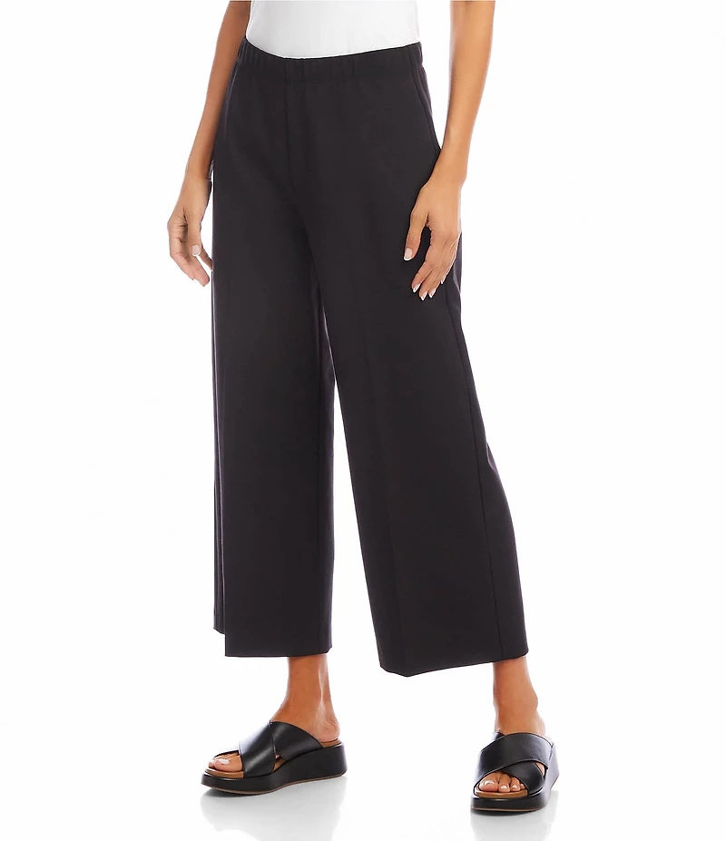 Karen Kane Petite Size High-Rise Cropped Wide Leg Pull-On Pants