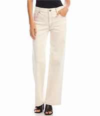 Karen Kane Petite Size High Rise Wide Leg Denim Jeans