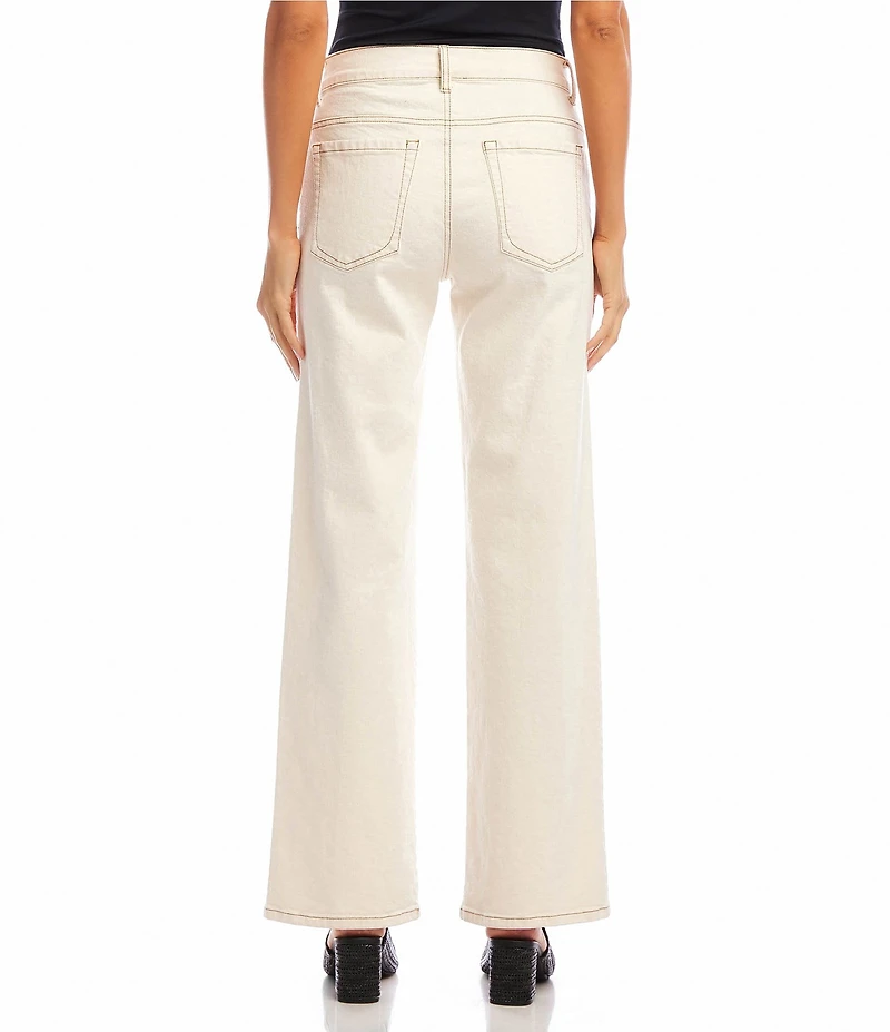 Karen Kane Petite Size High Rise Wide Leg Denim Jeans