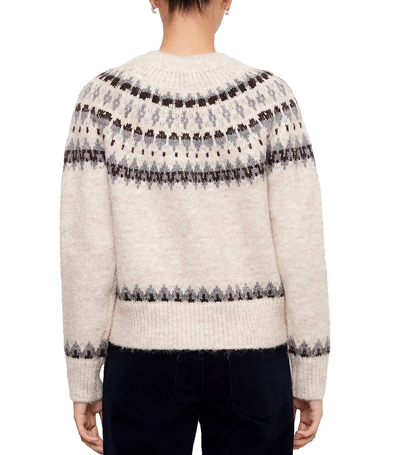 Karen Kane Petite Size Knit Fair Isle Jacquard Crew Neck Long Sleeve Cardigan
