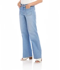 Karen Kane Petite Size Lauren Patch Pocket Wide-Leg Jeans