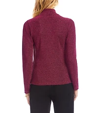 Karen Kane Petite Size Long Sleeve Metallic Crossover Side-Shirred Top