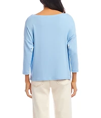 Karen Kane Petite Size Organic Cotton Blend 3/4 Sleeve Boatneck Top