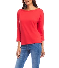Karen Kane Petite Size Organic Cotton Blend 3/4 Sleeve Boatneck Top