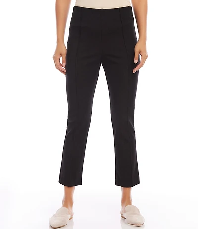 Karen Kane Petite Size Pintuck Knit Cropped Pull-On Straight Leg Pants