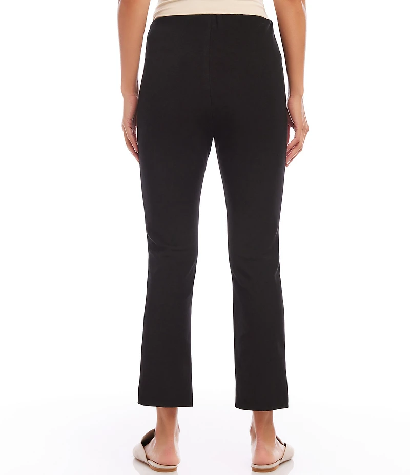Karen Kane Petite Size Pintuck Knit Cropped Pull-On Straight Leg Pants