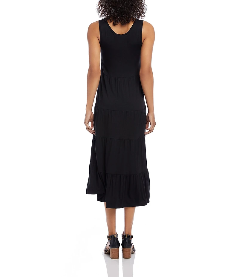 Karen Kane Petite Size Sleevless Scoop Neck Tiered Midi Dress