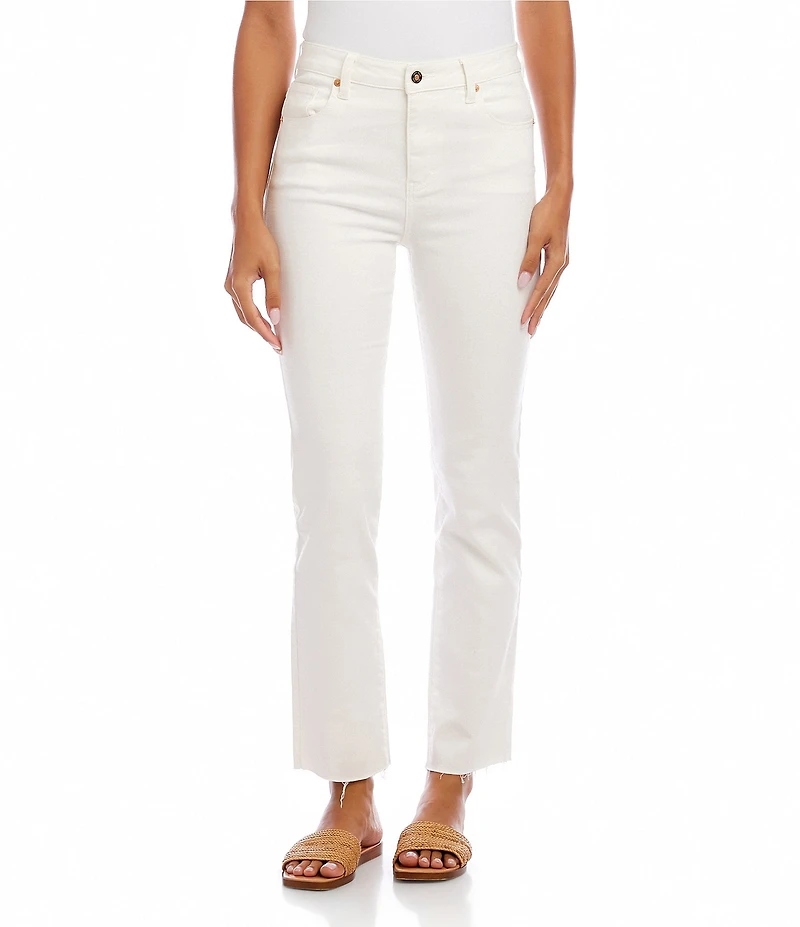Karen Kane Petite Size Straight Leg Raw Hem Denim Jeans