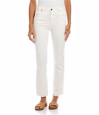 Karen Kane Petite Size Straight Leg Raw Hem Denim Jeans