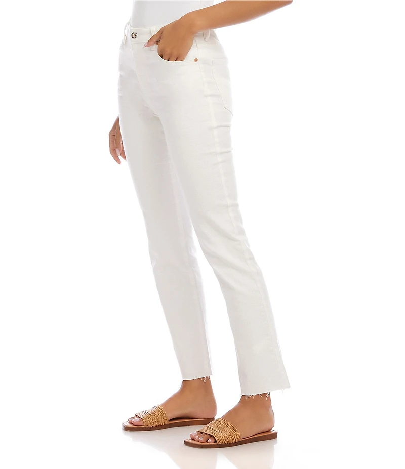 Karen Kane Petite Size Straight Leg Raw Hem Denim Jeans