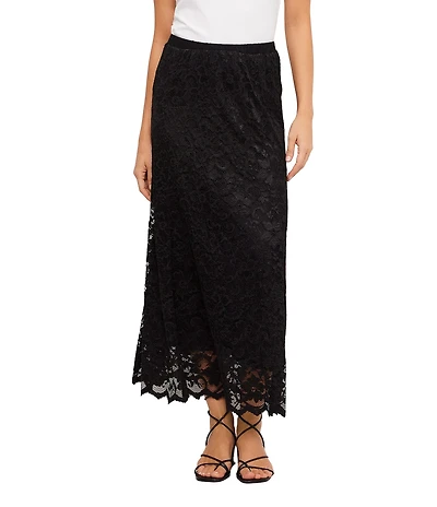 Karen Kane Petite Size Stretch Floral Lace A-Line Midi Skirt