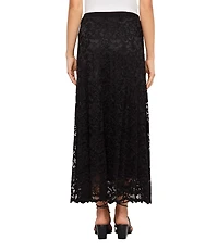 Karen Kane Petite Size Stretch Floral Lace A-Line Midi Skirt