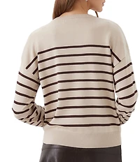 Karen Kane Petite Size Stripe Crew Neck Long Sleeve Sweater