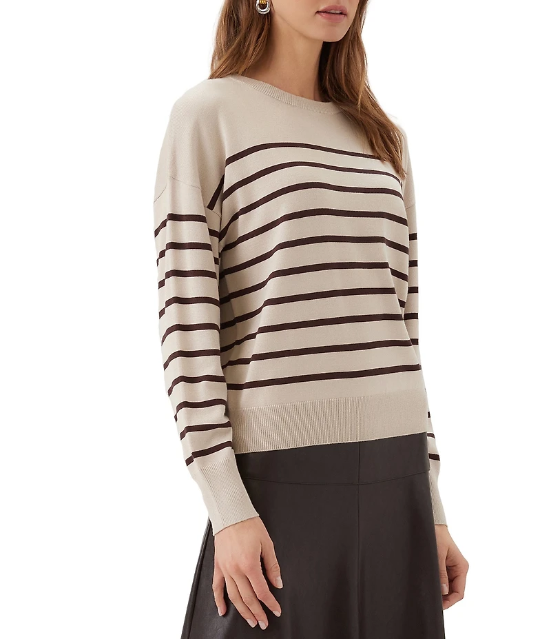 Karen Kane Petite Size Stripe Crew Neck Long Sleeve Sweater