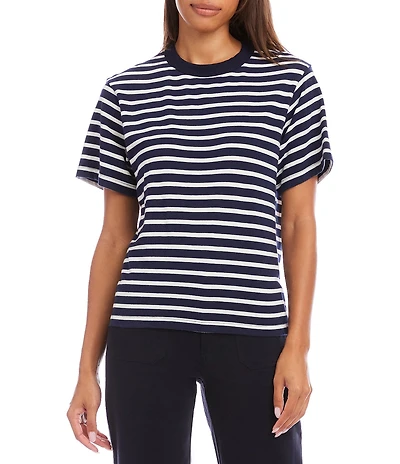Karen Kane Petite Size Stripe Crew Neck Short Sleeve Tee