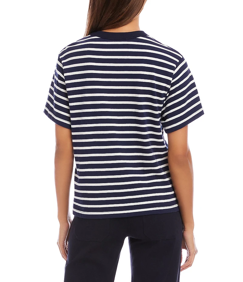 Karen Kane Petite Size Stripe Crew Neck Short Sleeve Tee
