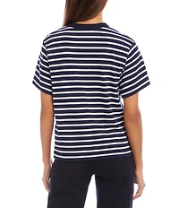 Karen Kane Petite Size Stripe Crew Neck Short Sleeve Tee