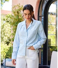 Karen Kane Petite Size Stripe Long Sleeve Embellished Button-Up Shirt