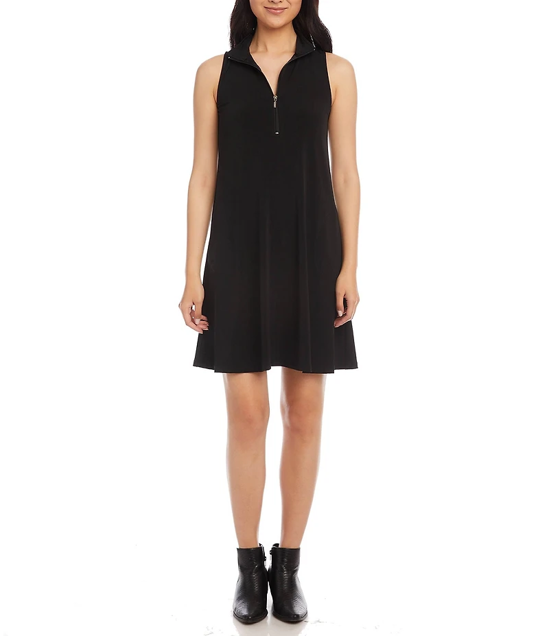 Karen Kane Petite Size Travel Jersey Knit Sleeveless Zip-Up Dress