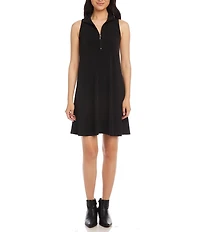 Karen Kane Petite Size Travel Jersey Knit Sleeveless Zip-Up Dress